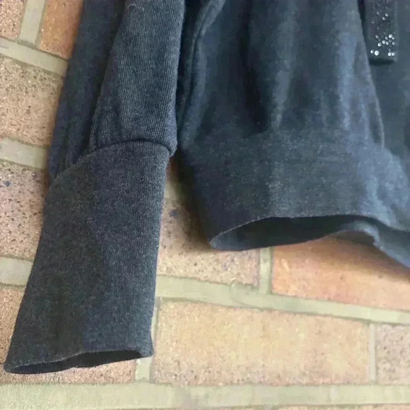 Express embellished drawstring long sleeve pullover fleece sweatshirt hoodie - Picture 4 of 8